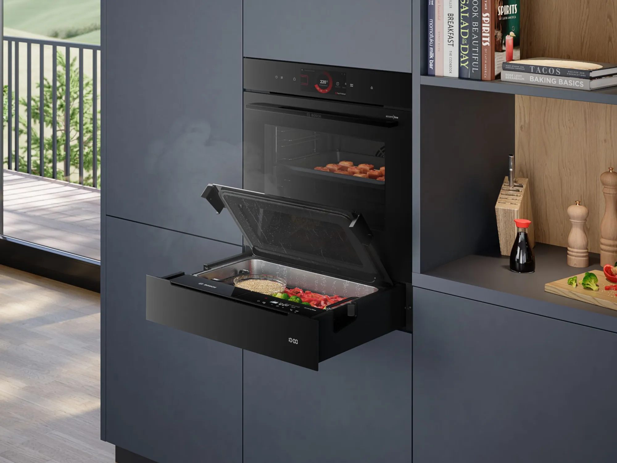 Bosch Dampf-Schublade unter Backofen